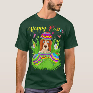 Floral Easter Egg Lover Funny Basset Hound Dog Eas T-Shirt