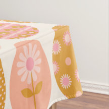 Floral Easter Egg Pattern in Boho Pink Yellow Gold