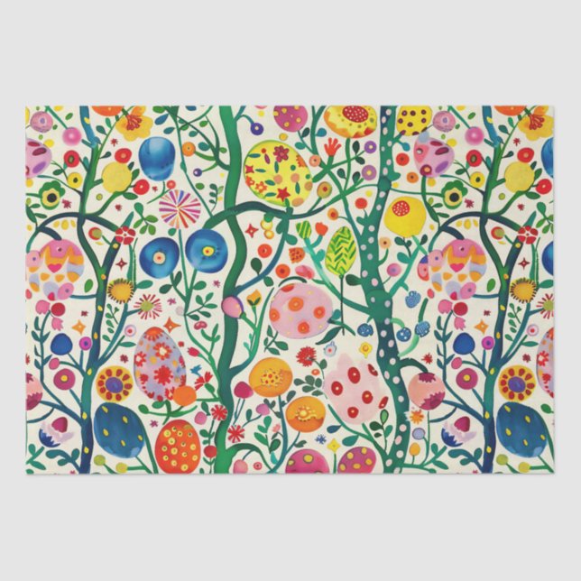 Floral Easter Egg Plant Tissue Paper (Front)