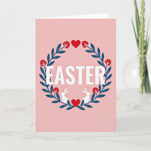 Floral Easter Heart Pattern Card