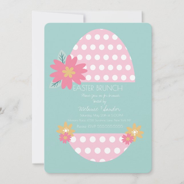 Floral Easter Pattern Egg Dinner Brunch Family Invitation (Front)
