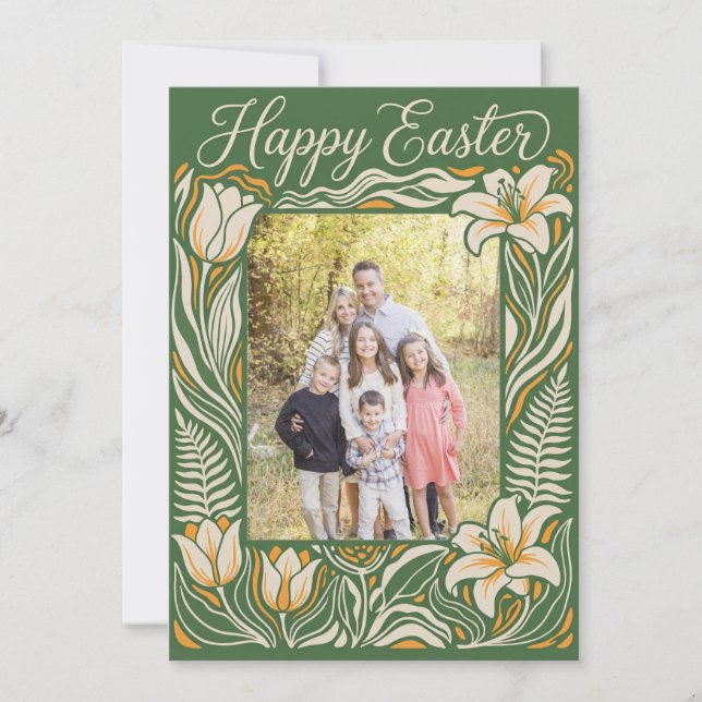 Floral Easter Photo Postcard - Personalized Botani (Front)