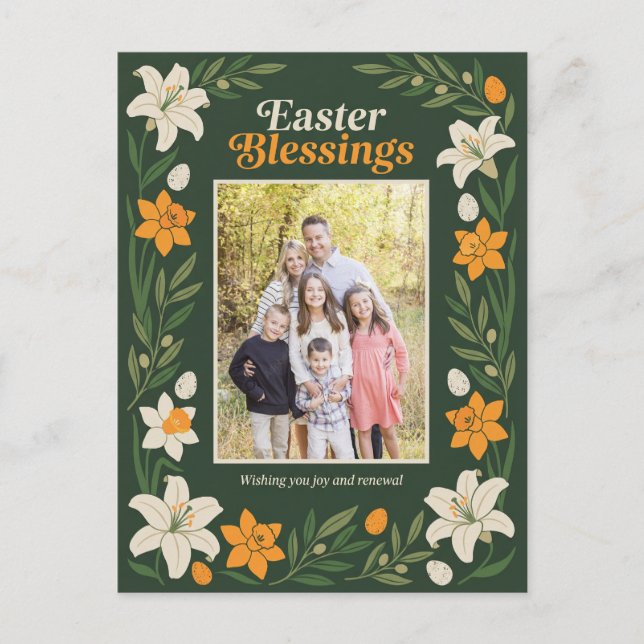 Floral Easter Photo Postcard - Personalized Botani (Front)