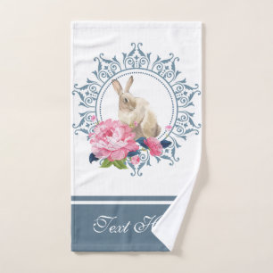 Floral Easter Rabbit design Hand Towel