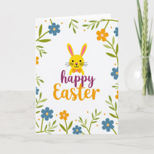 Floral Easter Rabbit Happy Card