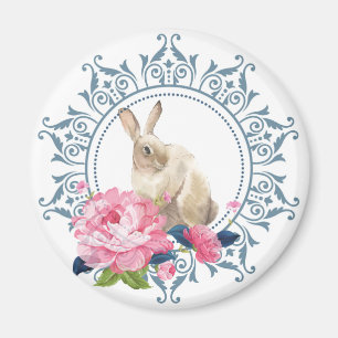 Floral Easter Rabbit Magnet