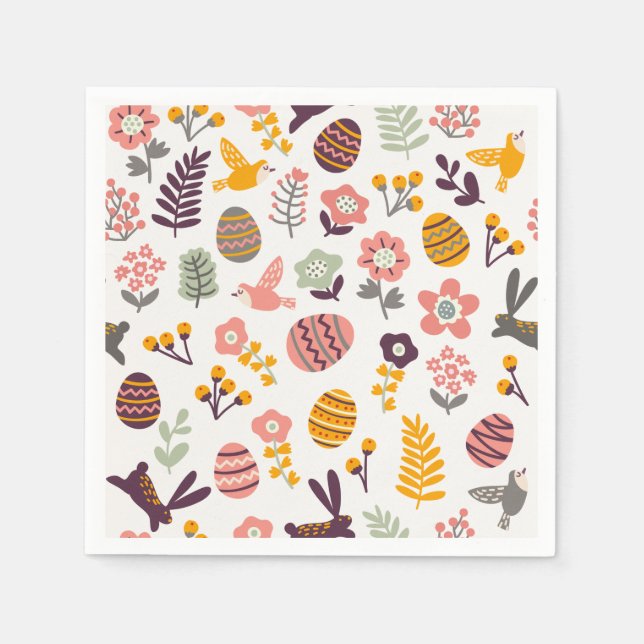 Floral Easter Spring Pattern | Paper Napkin (Front)
