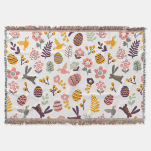 Floral Easter Spring Pattern   Throw Blanket