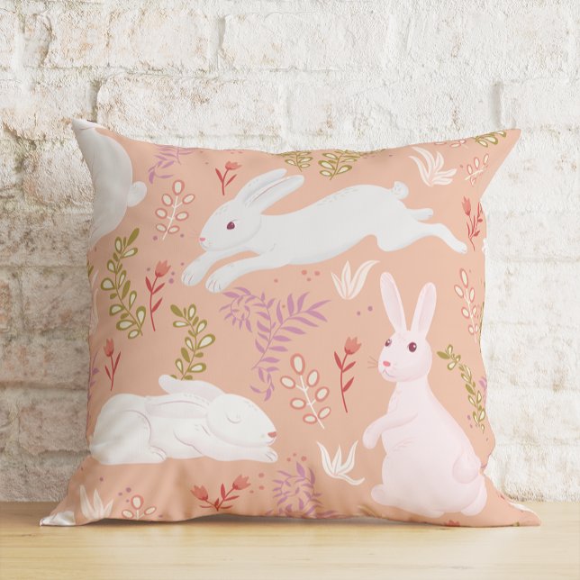 Floral Easter Watercolor Bunny  Cushion (Creator Uploaded)