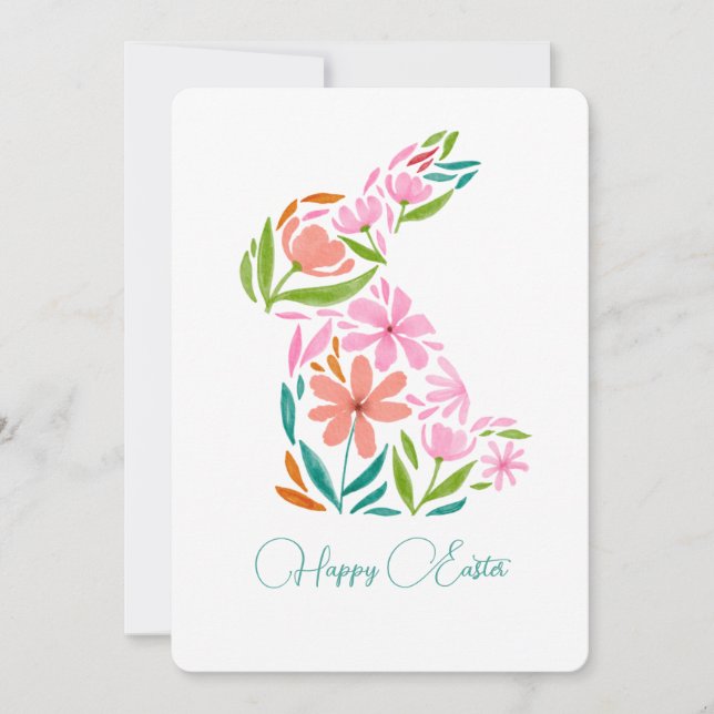 Floral easter watercolour bunny greeting card (Front)
