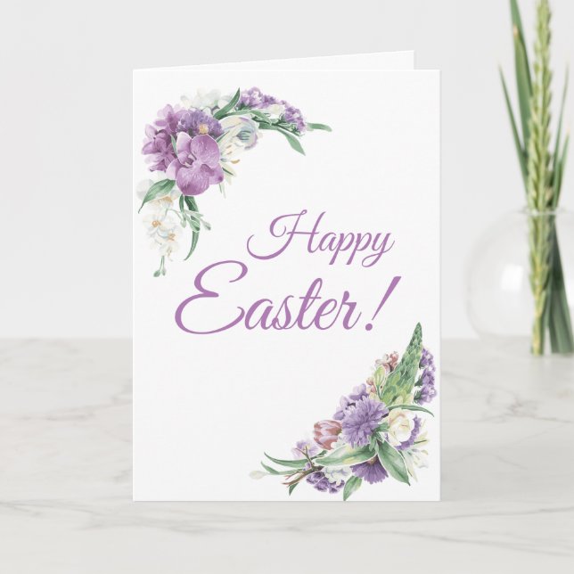 Floral Easter Wishes Holiday Card (Front)