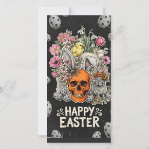 Floral EasterbCollage On Dark Background Holiday Card