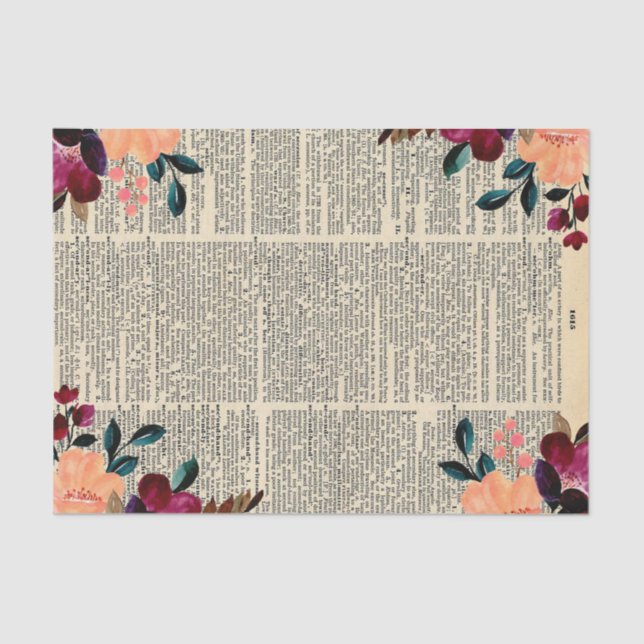 Floral Edges Dictionary Paper Decoupage (Front)