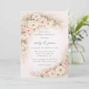 Floral Editorial Bouquet Wedding Celebration Invitation