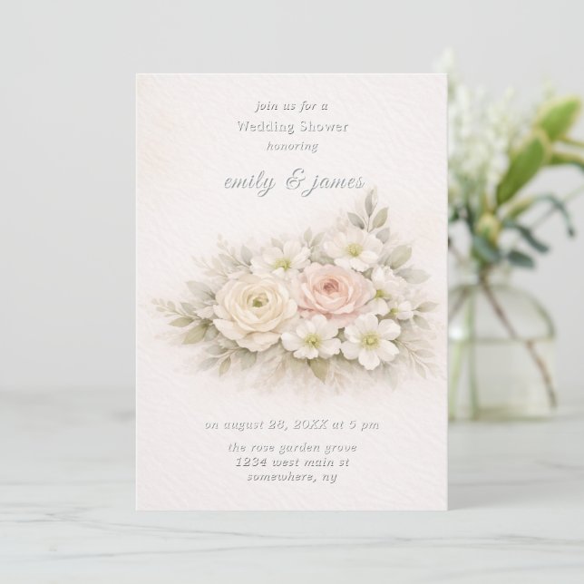 Floral Editorial Bouquet Wedding Shower Invitation (Standing Front)