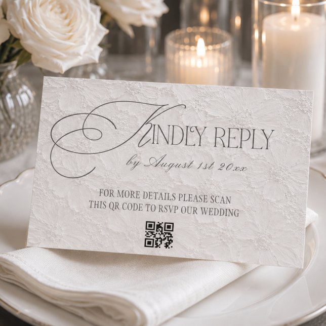 Floral Editorial Wedding QR CODE RSVP Card (Creator Uploaded)