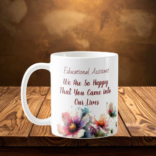 Floral Educational Assistant Pink Personalise Coffee Mug
