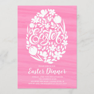 Floral Egg Easter Dinner Party Invitation