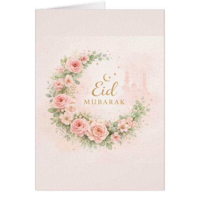 Floral Eid Mubarak – Blush Pink Islamic Gift f (Front)