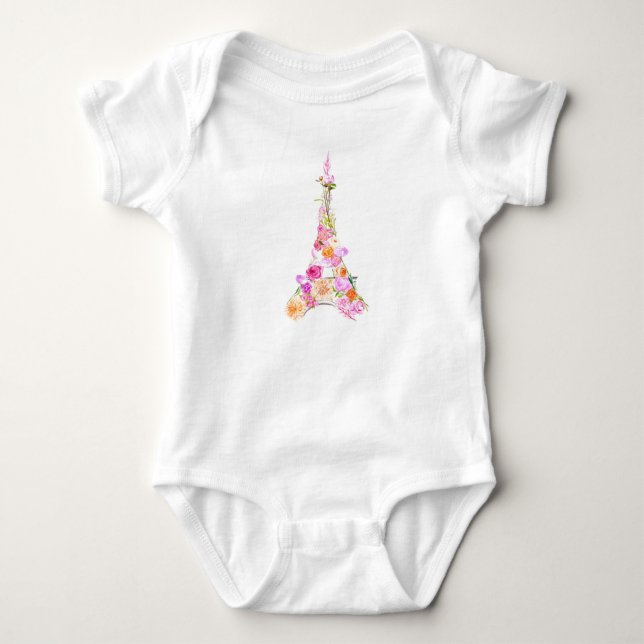 Floral eiffel tower baby bodysuit (Front)