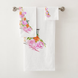 Floral eiffel tower bath towel set