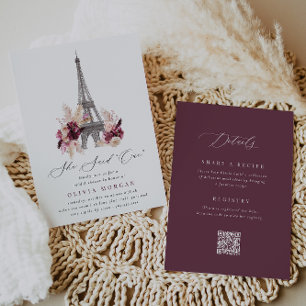 Floral Eiffel Tower Bridal Shower Invitation