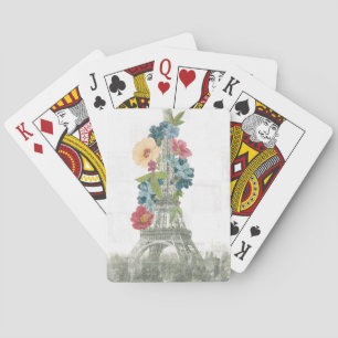 Floral Eiffel Tower Paris, France Playing Cards