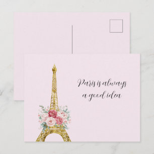 Floral Eiffel Tower Paris is Always A Good Idea Postcard