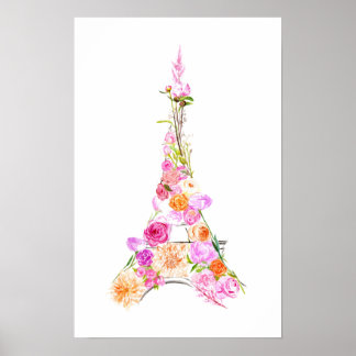 Floral eiffel tower poster
