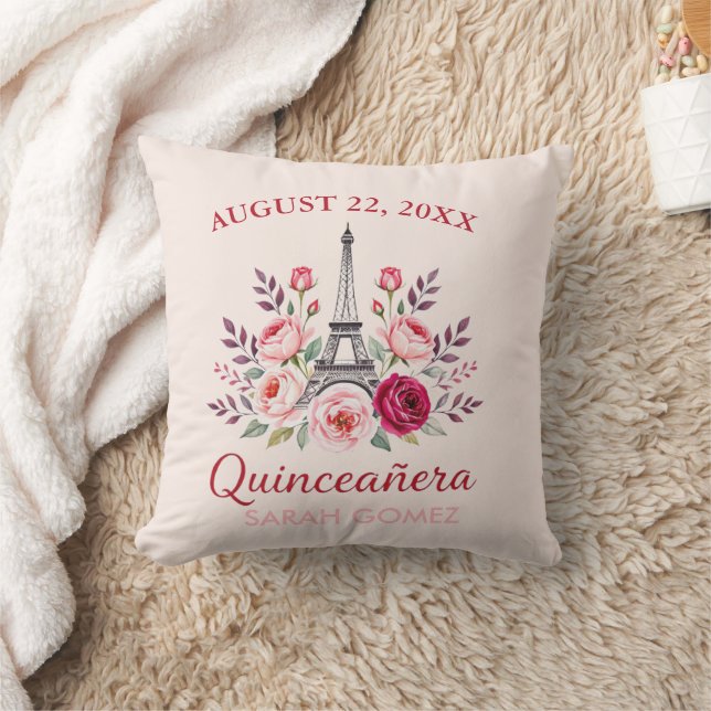 floral eiffel tower quinceanera  cushion (Blanket)