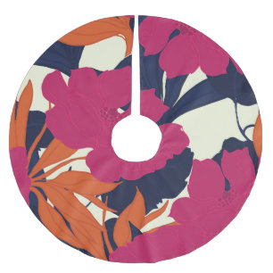 Floral elegance: abstract pattern brushed polyester tree skirt