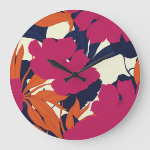 Floral elegance: abstract pattern large clock