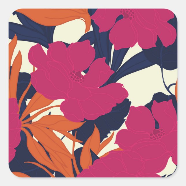 Floral elegance: abstract pattern square sticker (Front)