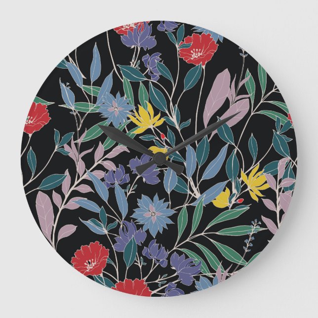 Floral Elegance: Abstract Vintage Background Large Clock (Front)