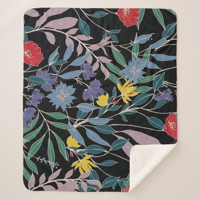 Floral Elegance: Abstract Vintage Background Sherpa Blanket (Front)