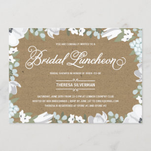 Floral Elegance   Bridal Shower Luncheon Invitation