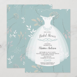Floral Elegance Bride Gown Bridal Shower Invitation