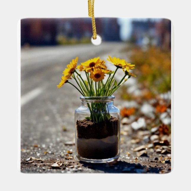 "floral elegance: ceramic ornament (Front)