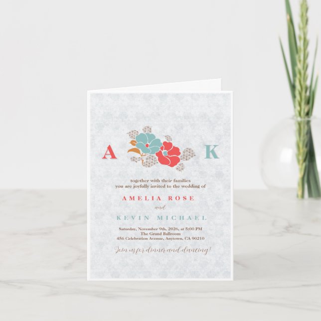 "Floral Elegance" Collection  Invitation (Front)