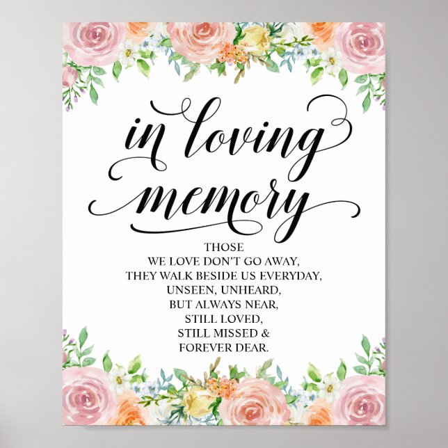 Floral Elegance Floral Wedding Memorial Sign (Front)