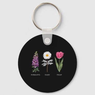 Floral Elegance Foxglove Daisy Tulip Design  Key Ring