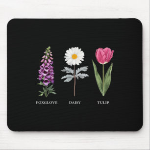 Floral Elegance Foxglove Daisy Tulip Design  Mouse Mat
