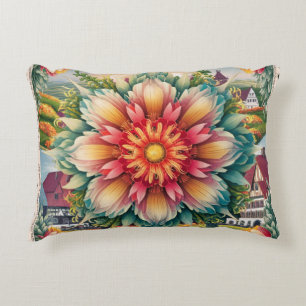 Floral Elegance: German Stamp Art Decorative Cushion