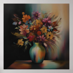 Floral Elegance in Oil Poster
