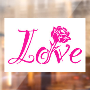 Floral Elegance: Love Illustrated with Rose Window Cling