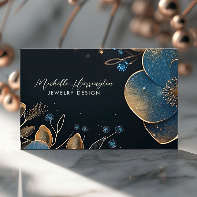 Floral Elegance Luxe Jewellery Designer Business Card (Creator Uploaded)