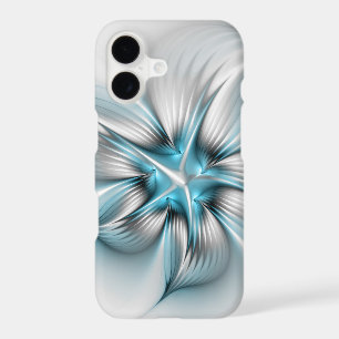 Floral Elegance Modern Abstract Blue Fractal Art