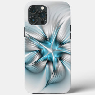 Floral Elegance Modern Abstract Blue Fractal Art iPhone 13 Pro Max Case