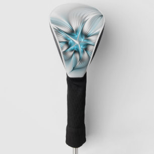 Floral Elegance Modern Abstract Blue Fractal Art Golf Head Cover