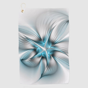 Floral Elegance Modern Abstract Blue Fractal Art Golf Towel